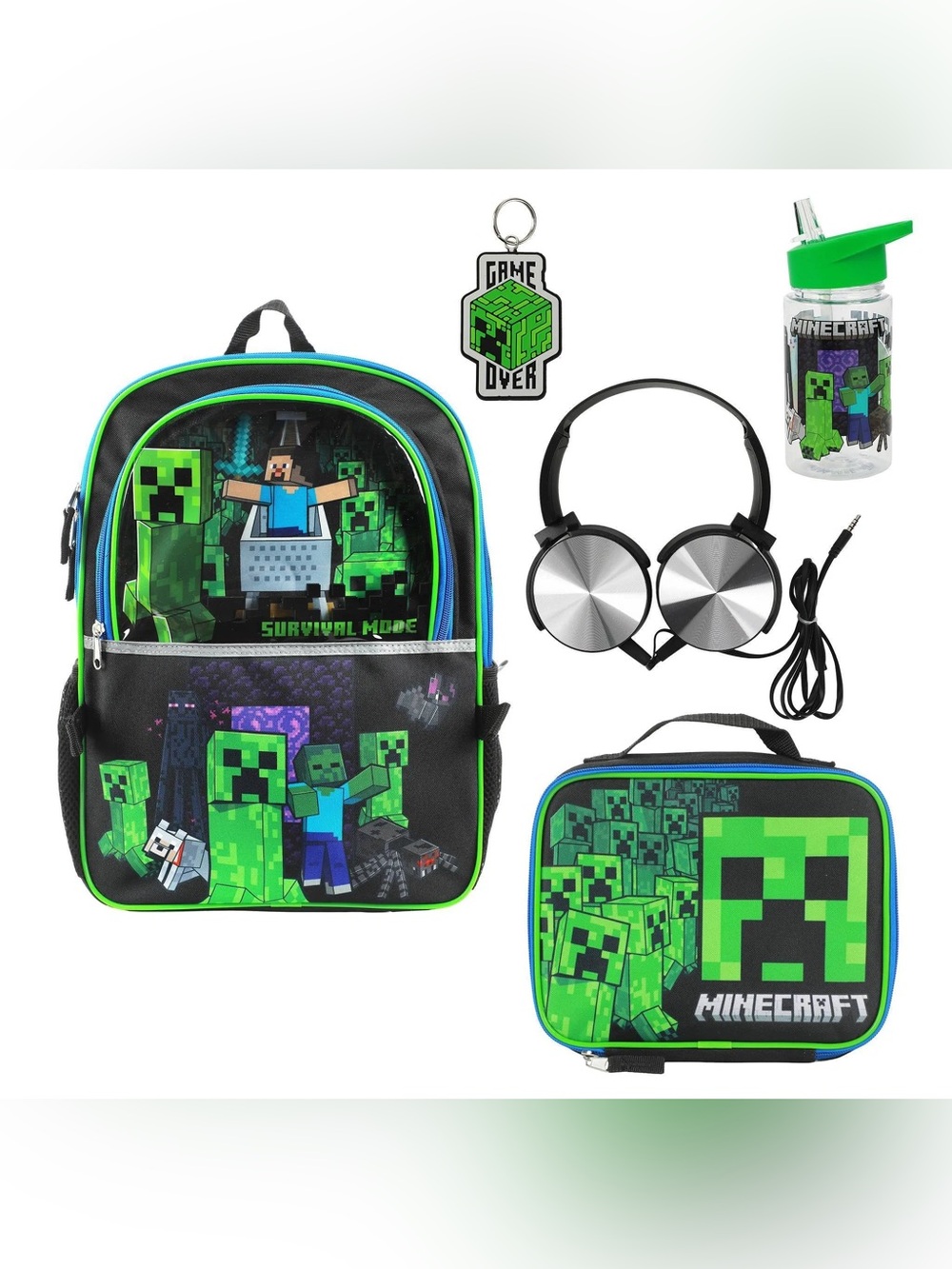 New! Kid’s 5 Piece Minecraft Backpack Set